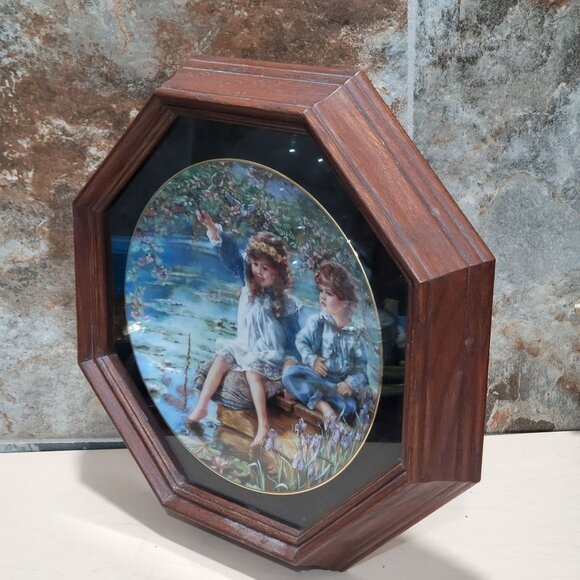 Vintage Framed Decorative Plate Patience Sandra Kuck Wall Hanging Decor - Picture 11 of 11